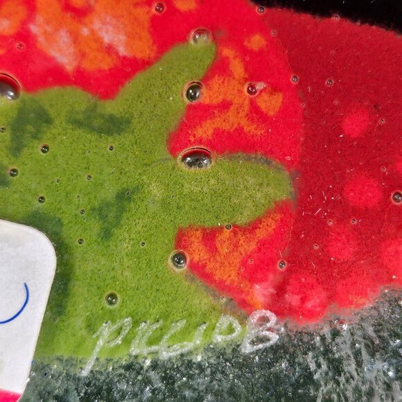 Peggy Karr 8" Strawberry Plate SWO8P Fused Art Glass Plate In Box Signed P KARR - Picture 5 of 11